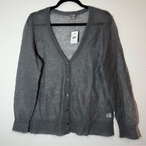 J. Jill grey Button-Up Cardigan mohair blend medium women’s NWT